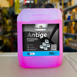 Liquide de refroidissement technique rose 20L efficace de -5°C à +120°C pour camions et excavatrices.