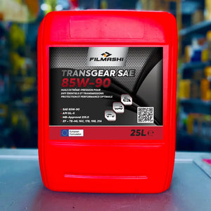 ubrifiant de pont API GL-5 Filmashi 85W-90 de 25L pour engins de chantier et transports lourds au Maroc.